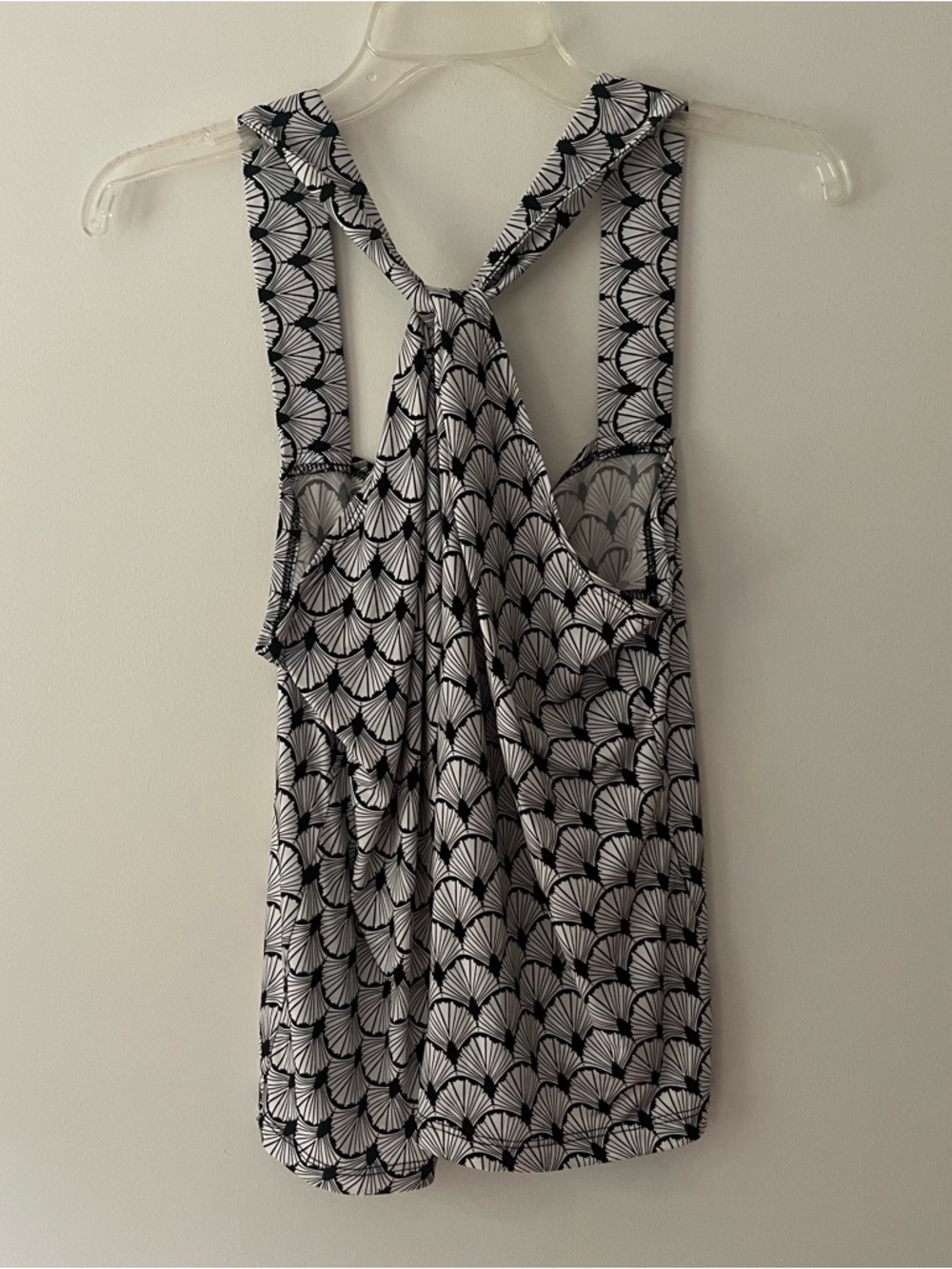 Clara Sun Woo High Neck Tank Top Large Black Fan Print
